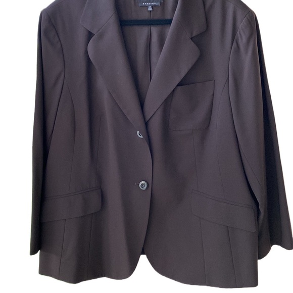 🤎 Jones New York Lightweight Stretch Wool-Blend 2-Button Lined Blazer Brown 22W - Picture 2 of 12
